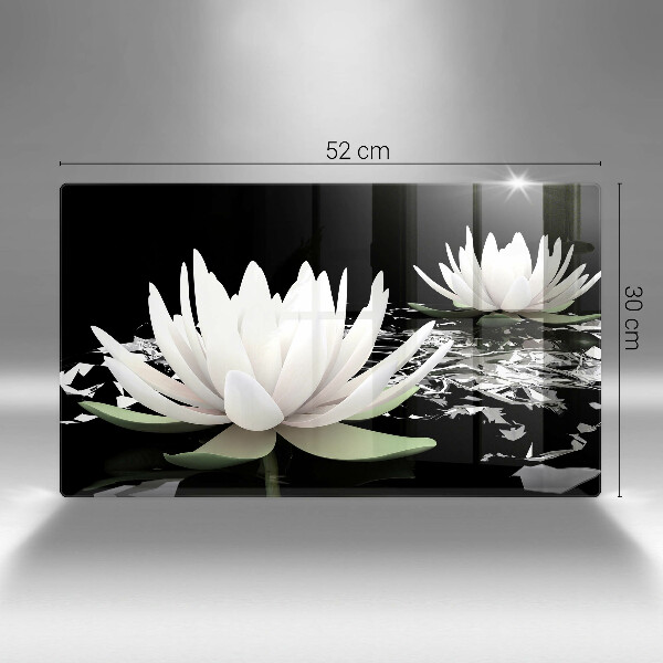 Tábua de vidro Lírios brancos na água