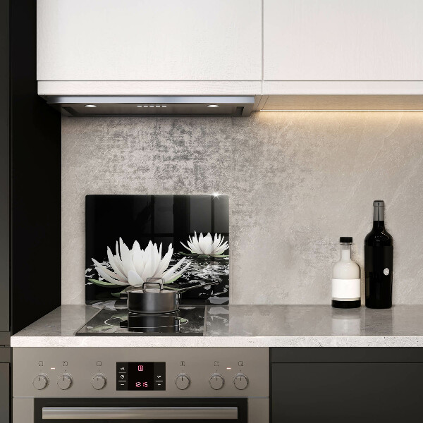 Tábua de vidro Lírios brancos na água