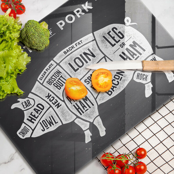 Tábua de vidro Carne de porco