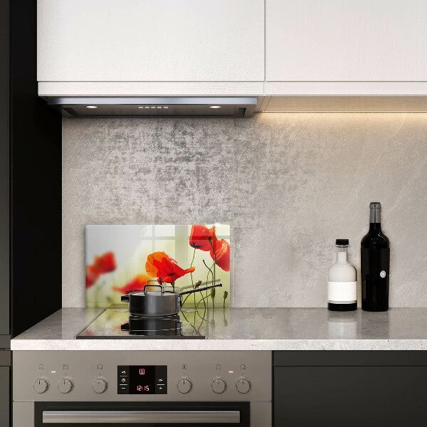 Tábua de cortar de vidro Flores de papoula vermelha