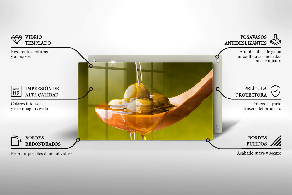 Tábua para cozinha Azeite e azeitonas
