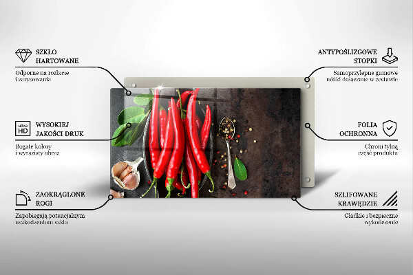 Tábua de corte de vidro Pimentas vermelhas