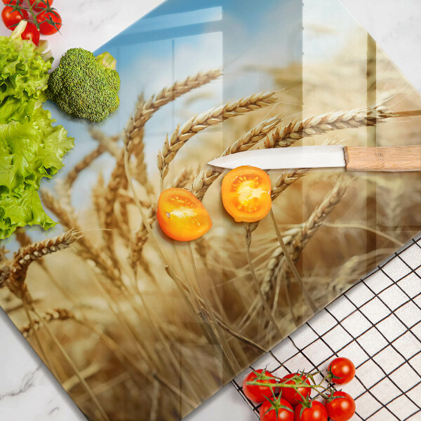 Tábua de cortar de vidro Espigas de grãos no campo