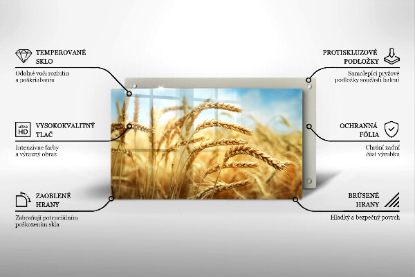 Tábua de cortar de vidro Espigas de grãos no campo