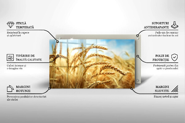Tábua de cortar de vidro Espigas de grãos no campo