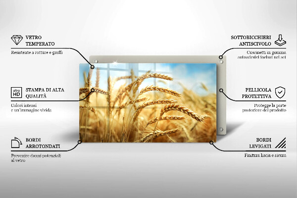 Tábua de cortar de vidro Espigas de grãos no campo