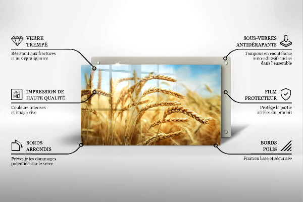 Tábua de cortar de vidro Espigas de grãos no campo