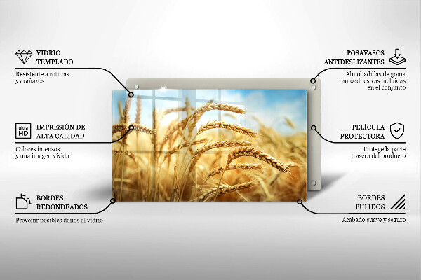 Tábua de cortar de vidro Espigas de grãos no campo