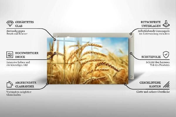 Tábua de cortar de vidro Espigas de grãos no campo