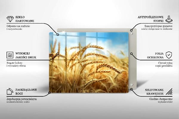 Tábua de cortar de vidro Espigas de grãos no campo