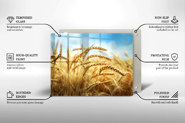 Tábua de cortar de vidro Espigas de grãos no campo