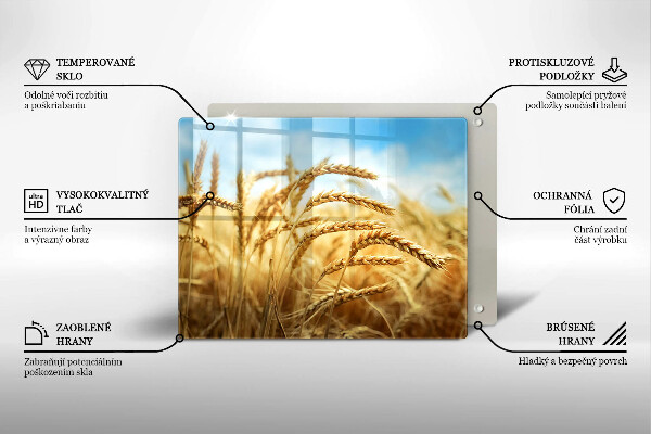 Tábua de cortar de vidro Espigas de grãos no campo