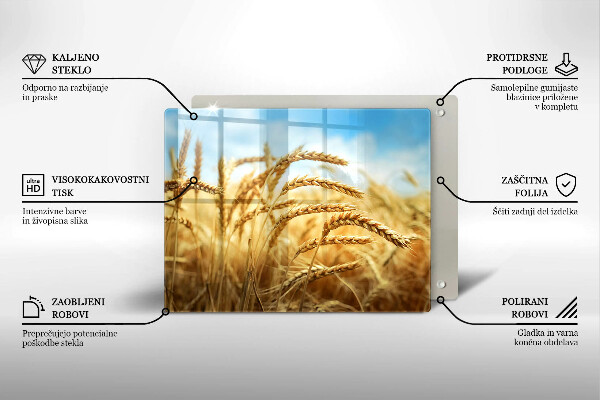 Tábua de cortar de vidro Espigas de grãos no campo