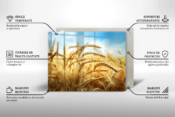 Tábua de cortar de vidro Espigas de grãos no campo