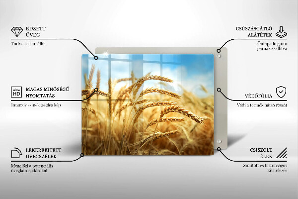 Tábua de cortar de vidro Espigas de grãos no campo