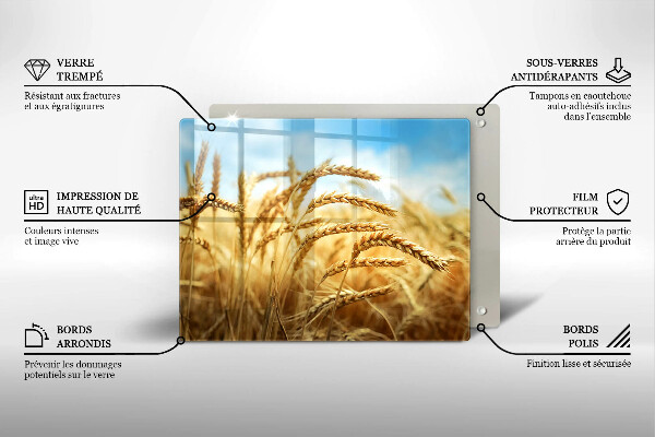 Tábua de cortar de vidro Espigas de grãos no campo