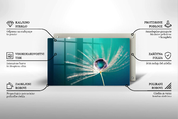 Tábua de cortar de vidro Orvalho em um dente-de-leão