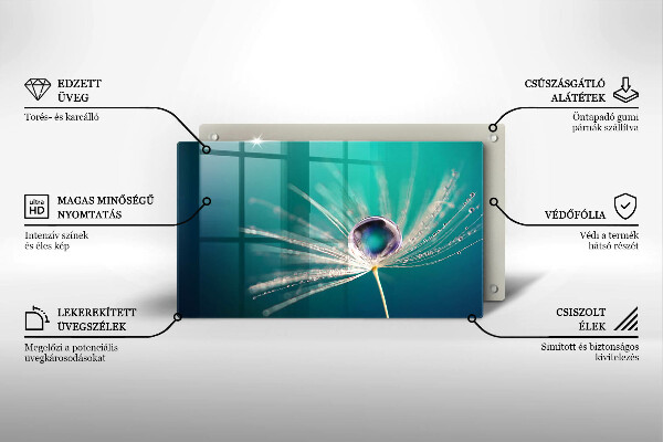Tábua de cortar de vidro Orvalho em um dente-de-leão