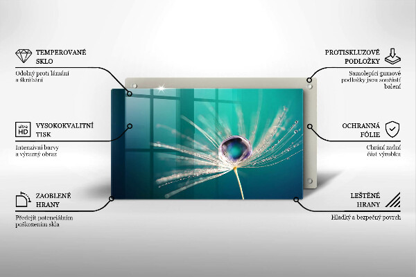 Tábua de cortar de vidro Orvalho em um dente-de-leão