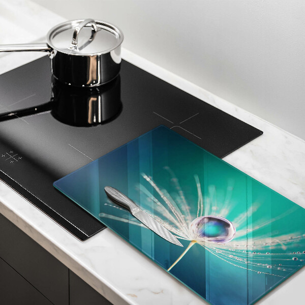 Tábua de cortar de vidro Orvalho em um dente-de-leão