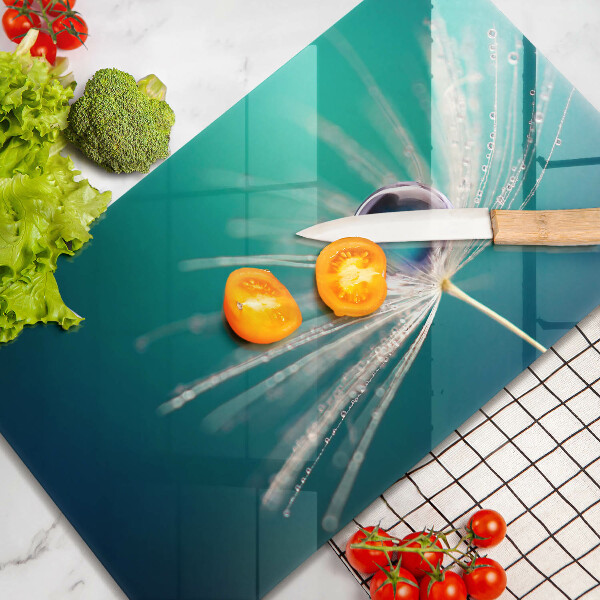 Tábua de cortar de vidro Orvalho em um dente-de-leão