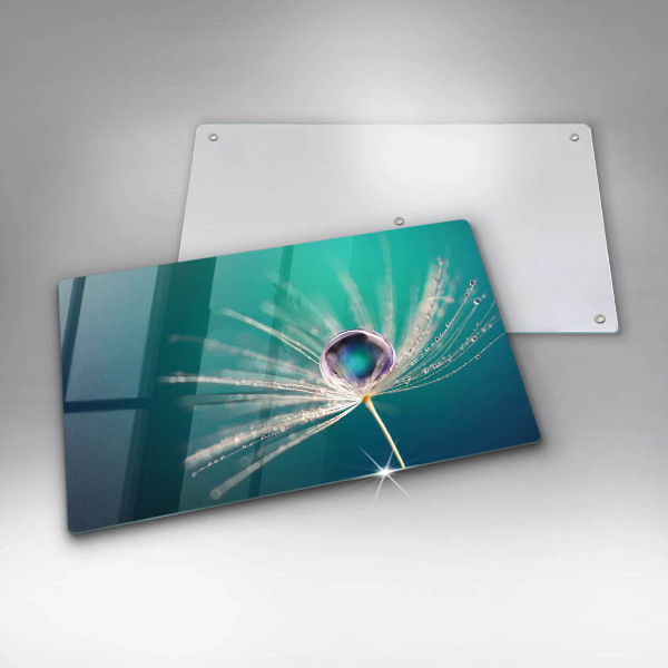 Tábua de cortar de vidro Orvalho em um dente-de-leão