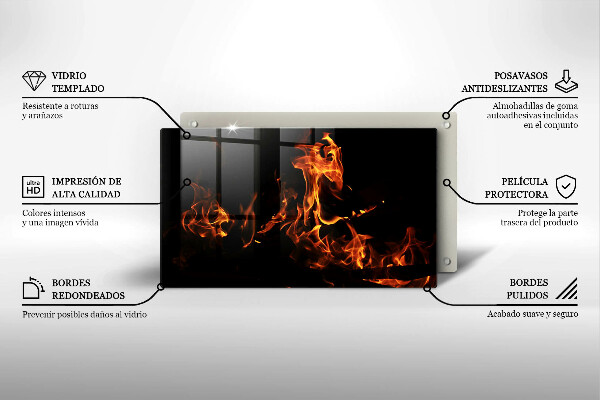 Tábua para cozinha Fogo chama viva