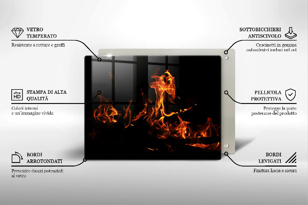 Tábua para cozinha Fogo chama viva