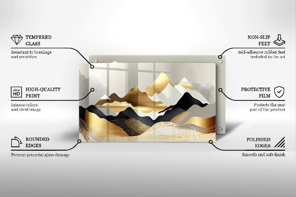 Tábua para cozinha Abstração montanhas douradas