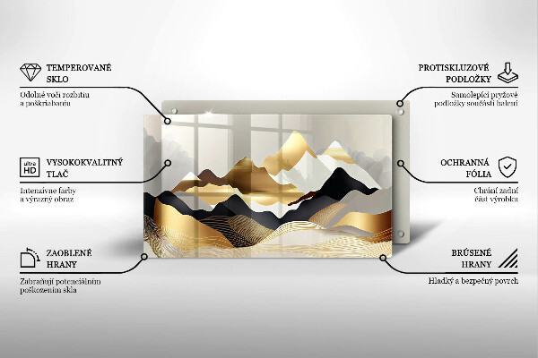 Tábua para cozinha Abstração montanhas douradas