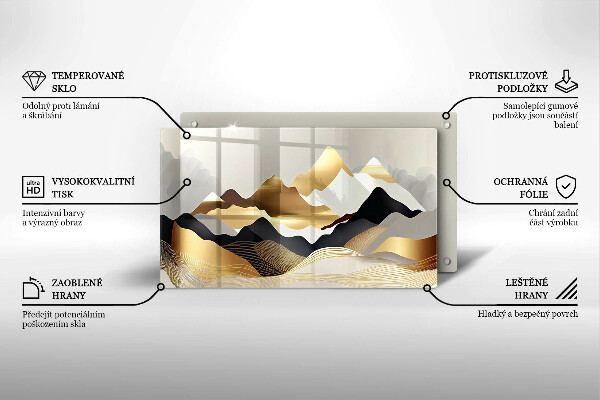 Tábua para cozinha Abstração montanhas douradas