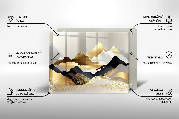 Tábua para cozinha Abstração montanhas douradas