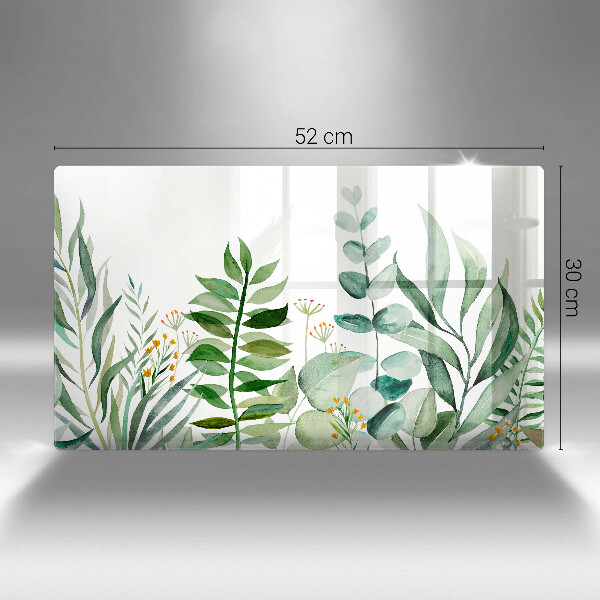 Tábua de corte de vidro Ilustração de folhas de plantas