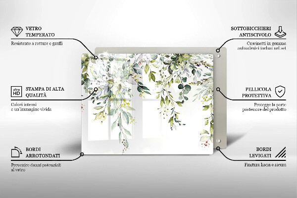 Tábua para cozinha Folhas e flores decorativas