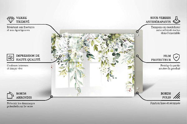 Tábua para cozinha Folhas e flores decorativas