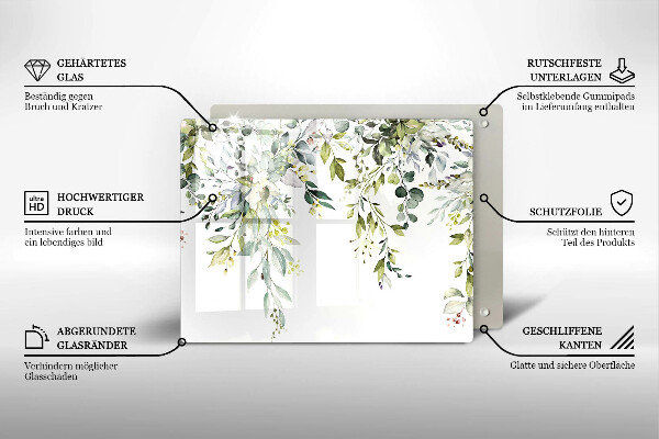 Tábua para cozinha Folhas e flores decorativas