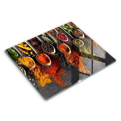 Tábua de cortar alimentos colheres de especiarias