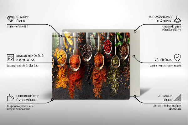 Tábua de cortar alimentos colheres de especiarias