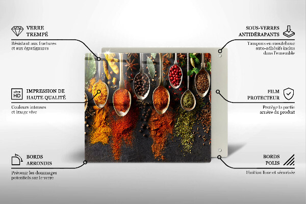 Tábua de cortar alimentos colheres de especiarias