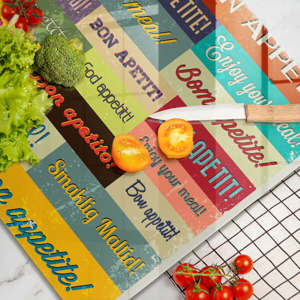 Tábua de cortar alimentos Bon appetit legendas idiomas