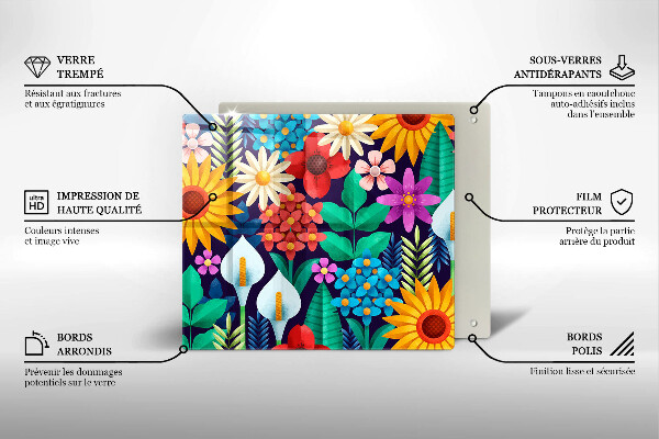 Tábua cozinha Ilustração de um prado de flores