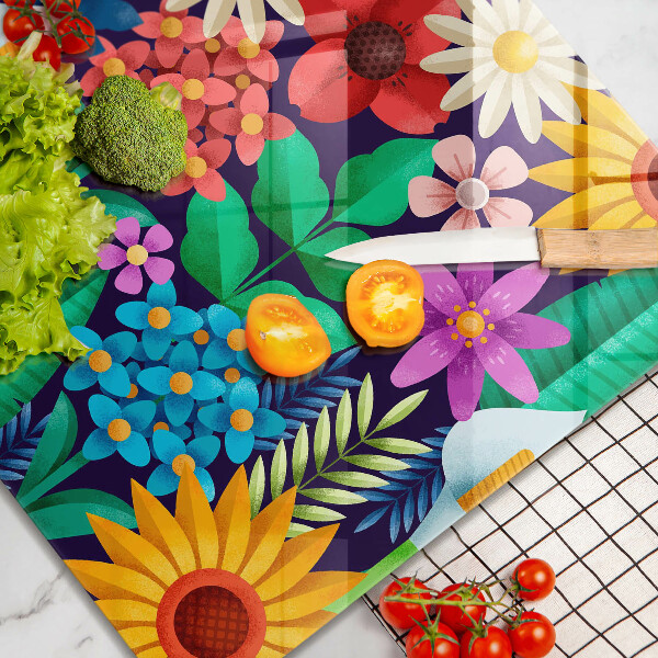 Tábua cozinha Ilustração de um prado de flores