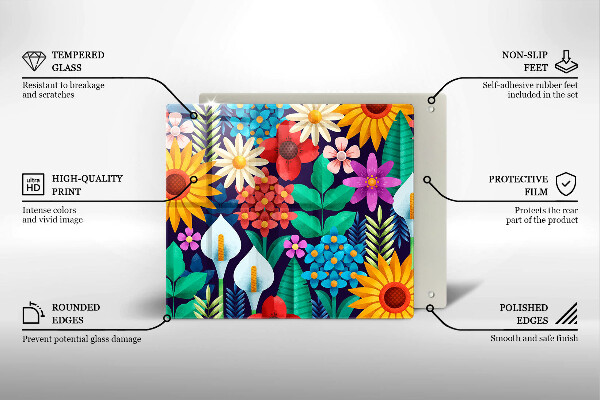 Tábua cozinha Ilustração de um prado de flores