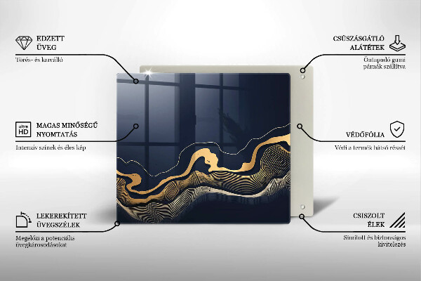 Tábua para cozinha Linhas douradas abstratas