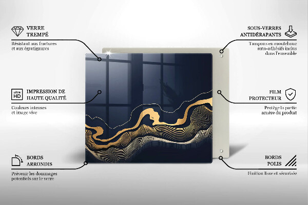 Tábua para cozinha Linhas douradas abstratas