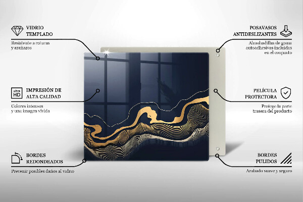 Tábua para cozinha Linhas douradas abstratas