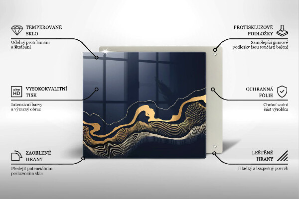 Tábua para cozinha Linhas douradas abstratas