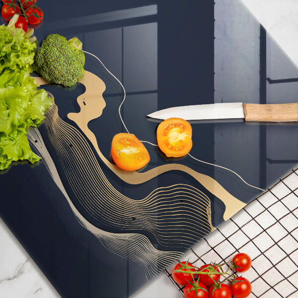 Tábua para cozinha Linhas douradas abstratas