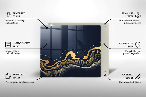 Tábua para cozinha Linhas douradas abstratas