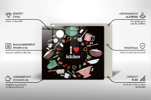 Tábua de cortar Eu amo ilustração de cozinha